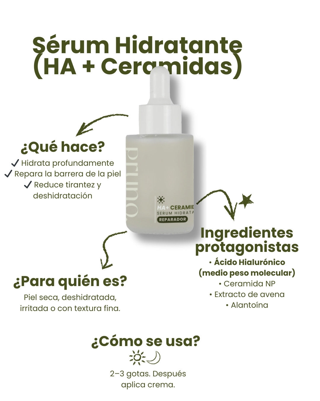 Sérum HA + Ceramidas Hidratante Reparador · 30 ml
